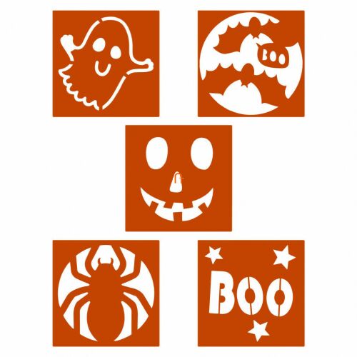 Halloween Dekorációs Sablonok - 5 db - Tök, Denevér, Szellem, Pókháló 176046014 - Rajzsablon