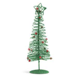 Green glitter metal Christmas tree with red ornaments and star on top - Nonbrand Christmas Decoration