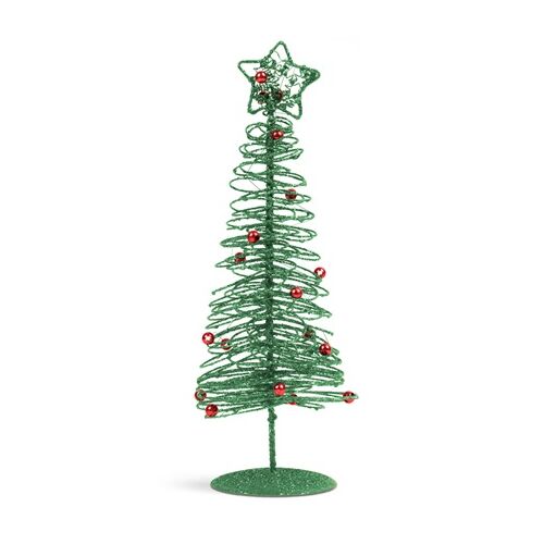 Karácsonyi, glitteres, fém karácsonyfa - 28 cm - zöld