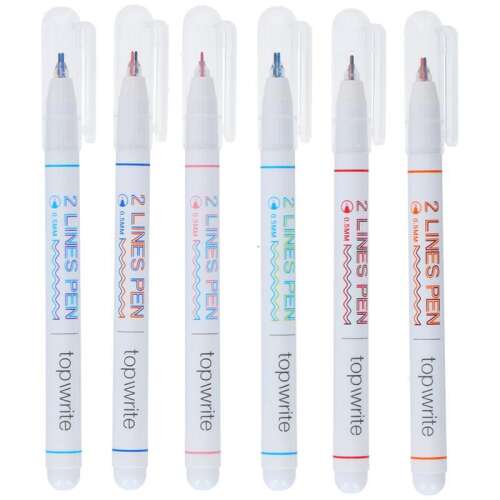 Topwrite 2 Lines Pen 6er Pack Doppelstrich Stifte, verschiedene Farben