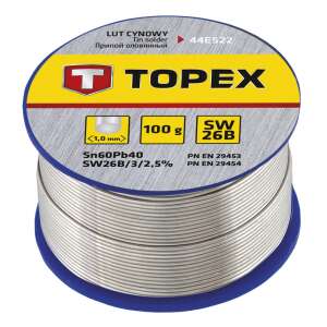 Topex 100g Sn60Pb40 SW26B/3/2,5% Lut cynowy, drut 1,0mm - Akcesoria do lutownicy