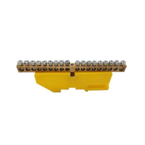 Szigetelt gyüjtősín-földelősín PE18, 321617, TH35, sárga, 118x 43x11.5mm, d=4.8mm - Anco