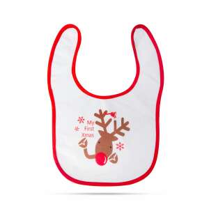White Christmas baby bib with a reindeer design, saying 'My first Xmas' - Bib & Burp Cloth