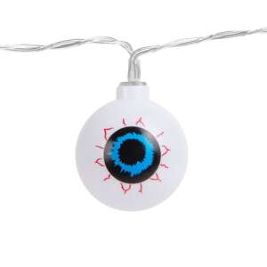 Halloween-Augen-LED-Lichterkette, 12 LED-Leuchten, 1,65 m lang, warmweißes Licht - Saisonale Dekoration