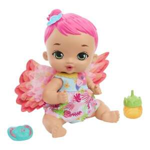 My Garden Baby Flamingo Baby Doll with wings, pink hair, and a floral dress - Baba and Dollhouse