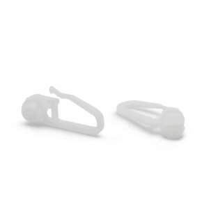 White plastic curtain clips with folding hooks, 20 pack - Curtain ring
