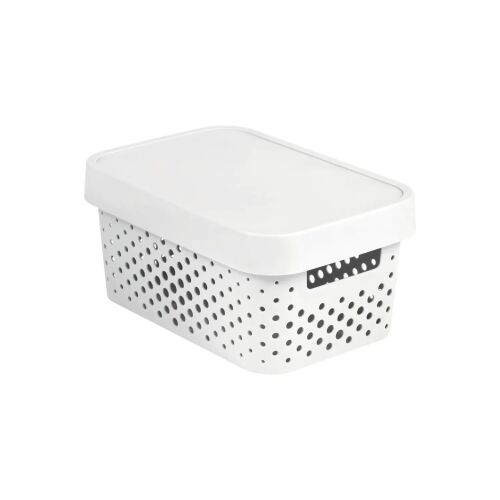 Cutie perforată cu capac Infinity Recycled 4.5L 27x19x12cm albă
