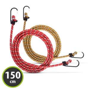 Gumipók szett, 2 x 150 cm gumikötél kampókkal, piros és sárga - MNC
