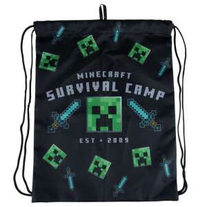 Minecraft Survival Camp cipőtáska, fekete tornazsák Creeper mintával - Minecraft