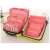 6 piece travel organizer set, pink, for clothes, shoes, toiletries, and dirty laundry, in a suitcase