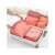 6 piece travel organizer set, pink, for clothes, shoes, toiletries, and dirty laundry, in a suitcase