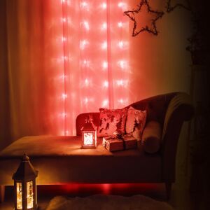 Family Decor Red LED Curtain Lights 60x120cm in cozy room setting - Nonbrand String Light
