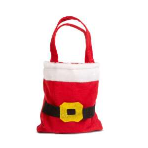 Red Santa Claus gift bag with white trim and black belt, 30 x 20 cm - Art & Craft