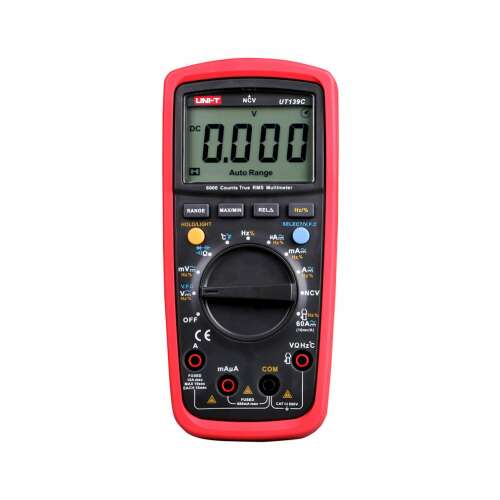 Cyfrowy multimetr UNI-T UT139C, czerwony, widok z przodu