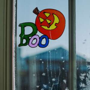 Autocolant pentru ferestre de Halloween, dovleac Boo, pe fereastră - Decorațiuni de sezon