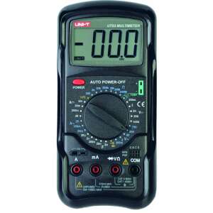 Uni-T UT53 cyfrowy multimetr, czarny, ręczny, do pomiaru napięcia, prądu, rezystancji, pojemności, temperatury, testowania diod, ciągłości, pomiaru hFE tranzystora - Uni-T