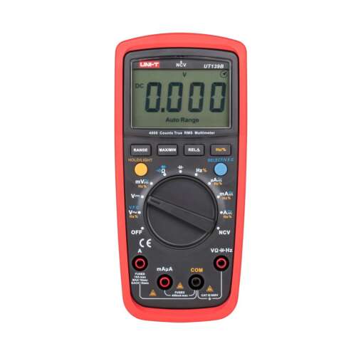 UNI-T UT139B Digitális Multiméter, 4000 Számolású Igaz RMS, Automatikus Tartományválasztás, Piros - Multiméter