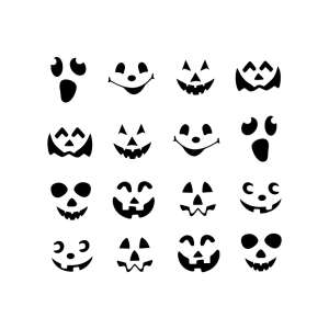 16 Halloween pumpkin face stickers, black, for decorating glasses, jars, windows, and more - Halloween decoration