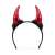 Black headband with red devil horns, Halloween costume accessory