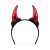Black headband with red devil horns, Halloween costume accessory