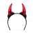 Black headband with red devil horns, Halloween costume accessory