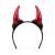 Black headband with red devil horns, Halloween costume accessory