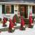 Christmas gnome decorations for outdoor use, set of 5, red felt hats, white noses and gloves