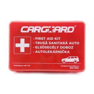 Carguard DIN13164 Lekárnička prvej pomoci - Zatvorená červená krabica pohľad spredu - Prvá pomoc