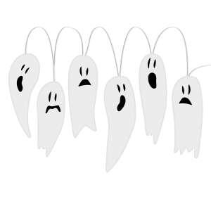 Halloween LED ghost window lights, 6 white ghosts with different faces, 85 cm long string - Halloween decoration