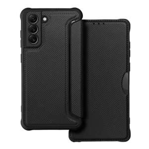 Forcell Razor flip tok Samsung Galaxy S21 FE-hez, fekete, elülső és hátulsó nézet - Forcell