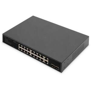 Digitus DN-95358 Gigabit Switch, 16-Port PoE-Netzwerkswitch mit 2 Gigabit SFP-Ports - Digitus
