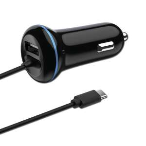 2GO USB-Încărcător auto 2400mA DUO Tip C 3.1 + 1x USB negru 72412467 - Incarcatoare auto