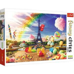 Puzzle Trefl Funny Cities Paríž 1000 dielikov, s Eiffelovou vežou a cukríkmi - Puzzle