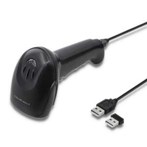 Skaner kodów kreskowych Qoltec 50868 bezprzewodowy - Czarny, kabel USB, czytnik kodów kreskowych 1D i 2D - Czytnik kodów kreskowych