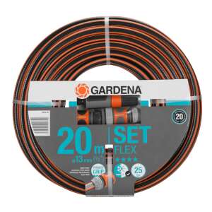 Gardena Comfort FLEX 20m kerti tömlő szett, 13mm (1/2 hüvelyk), Power Grip profilal, csatlakozókkal és kiegészítőkkel - Gardena