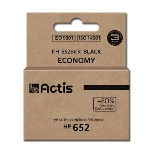 Actis HP 652 fekete tintapatron, gazdaságos, kompatibilis HP DeskJet Ink Advantage 1115, 2135, 2136, 3635, 3636, 3835, 4535, 4675 nyomtatókkal