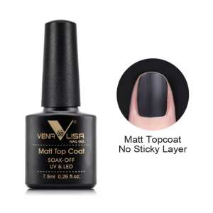 Venalisa Matt Top Coat 7.5ml körömzselé, leáztatható, UV & LED, nem ragadós - Műköröm alapozó & fedő zselé