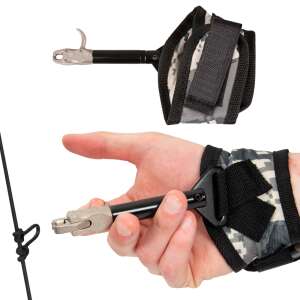 inSPORTline Relero csuklószíjas kioldó íjhoz, állítható, 360°-ban elforgatható horog, jobb- és balkezeseknek, kollázs - Íj