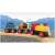BRIO World Battery Operated Action Train set with locomotive, coal wagon and concrete mixer on wooden track
