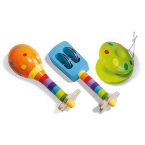 Simba Eichhorn Baby Musikinstrumente Set aus Holz: Maracas, Tamburin, Kastagnette - Musikinstrumente zum Spielen