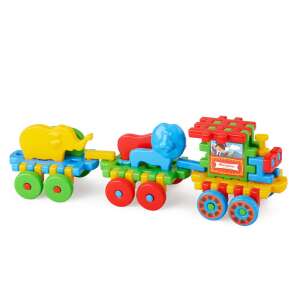 Set de construcție tren Marioinex cu 46 de piese, cu locomotivă, două vagoane și figurine de animale - Jocuri de constructie - Lego