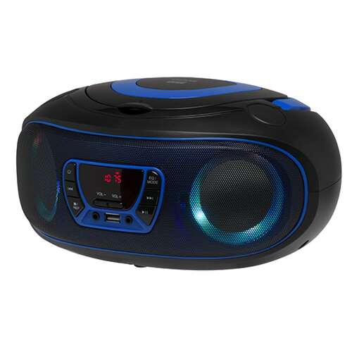 Player CD portabil Denver TCL-212BT cu conectivitate Bluetooth, USB și AUX, negru și albastru