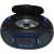 Denver TCL-212BT portable CD player with Bluetooth, USB, and AUX connectivity, black and blue, open CD slot