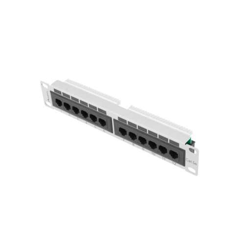 Lanberg PPU5-9012-S 10" Patch Panel - 12 port, Cat.5e, Unshielded, 1U, Gray, RJ-45