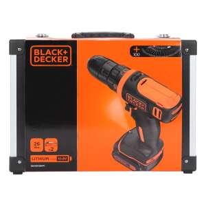 Black+Decker BDCDD12BAFC Akkumulátoros Fúrógép + 100 darabos tartozékkészlet 72422312 