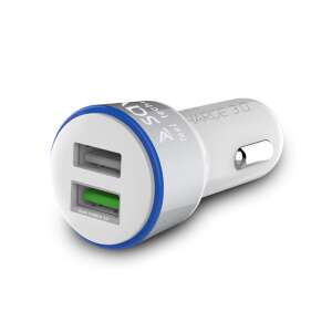 Încărcător auto Savio SA-06/W cu două porturi USB și tehnologie Quick Charge 3.0, alb - Incarcatoare auto
