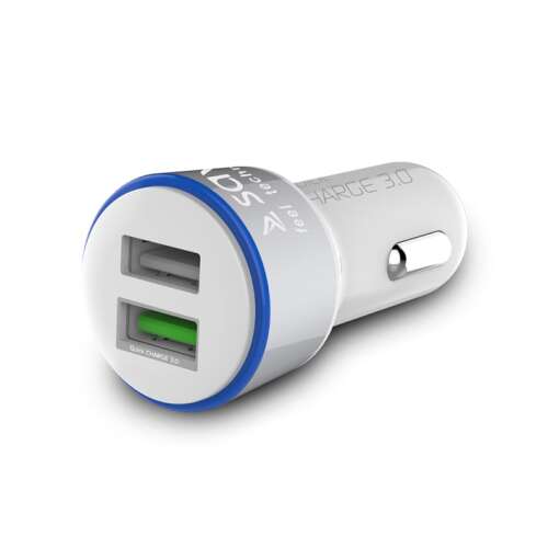 Savio SA-06/W Autoladegerät mit 2xUSB-Anschlüssen und Quick Charge 3.0 Technologie, weiß