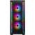 A SilverStone FARA 511Z fekete számítógépház elülső nézete RGB világítással