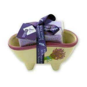 Lavanderaie de Haute Provence Marseille szappan, 2x100g, kerámia szappantartóval, levendula - Szappan