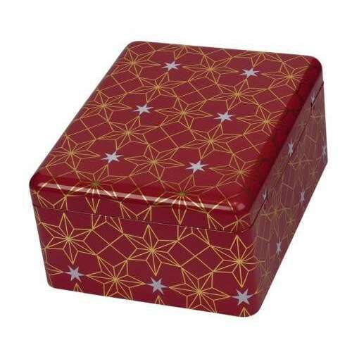 Gawol Konyhai fémdoboz 193x152x70mm, Yule red, csillagos mintával - Konyhai tárolóedény